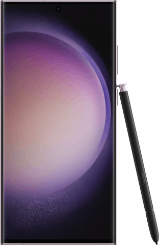 Samsung Galaxy S23 Ultra Lavender w/ Stylus front