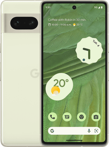 Google Pixel 7 lemongrass front and back